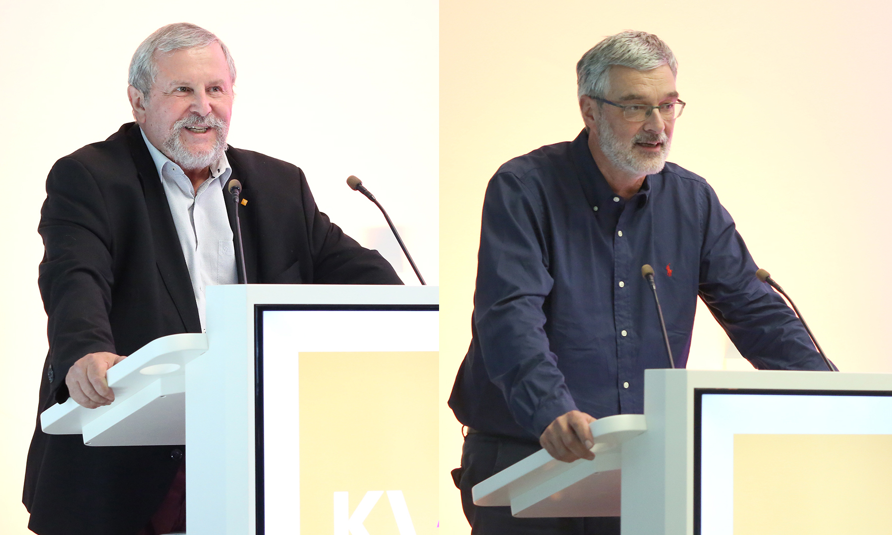 Der KVH Vorstandsvorsitzende Frank Dastych und Armin Beck, vertretender Vorstandsvorsitzender, begrüßten neben den eingeladenen hessischen Gesundheitspolitikerinnen und -politikern rund 140 Ärztinnen und Ärzte, Psychotherapeutinnen und -therapeuten sowie Mitarbeitende der KV Hessen.
