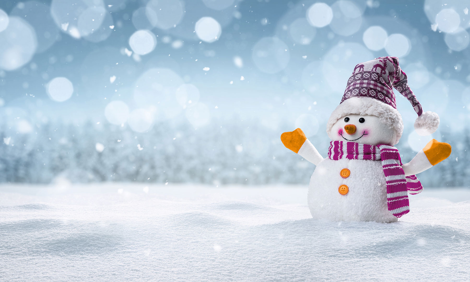 Schneemann in winterlicher Landschaft