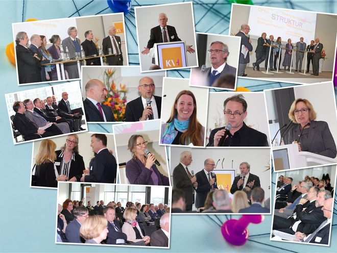 Impressionen des Nachmittags Das Bild zeigt verschiedene Impressionen vom Nachmittag der Versorgungskonferenz, zum Beispiel Redner auf dem Podium und Schnappschüsse vom Publikum.